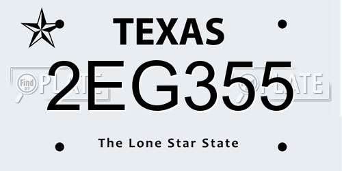 2EG355 Texas License Plate