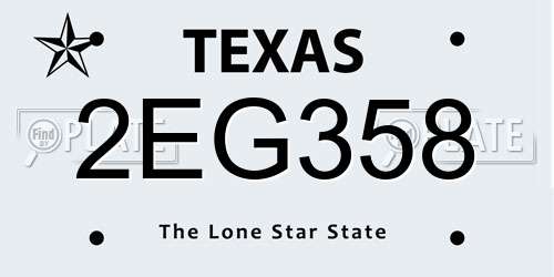2EG358 Texas License Plate