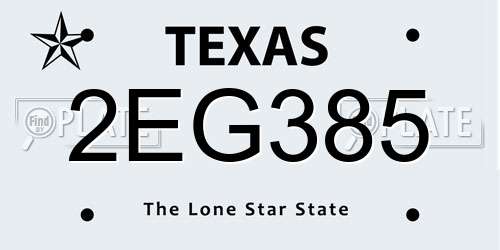 2EG385 Texas License Plate