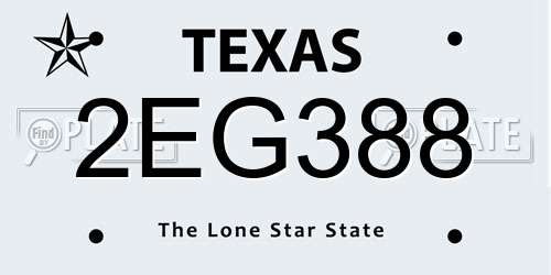 2EG388 Texas License Plate