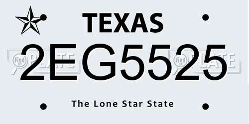 2EG5525 Texas License Plate