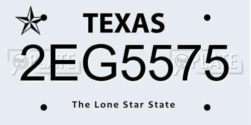 2EG5575 Texas License Plate