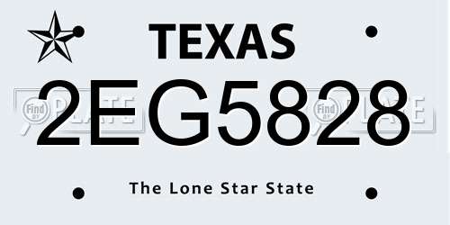 2EG5828 Texas License Plate