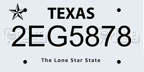 2EG5878 Texas License Plate