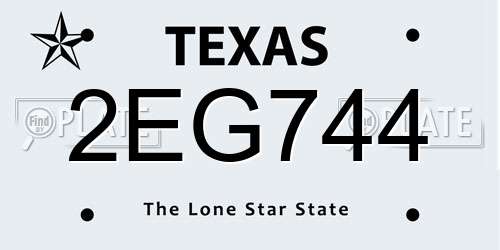 2EG744 Texas License Plate