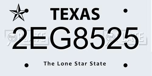 2EG8525 Texas License Plate
