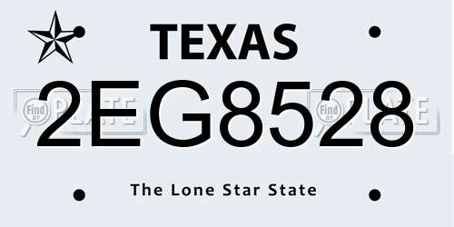2EG8528 Texas License Plate