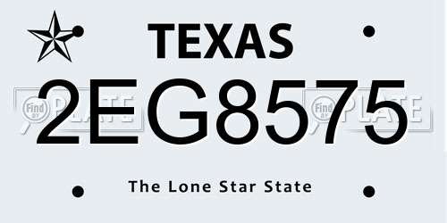 2EG8575 Texas License Plate