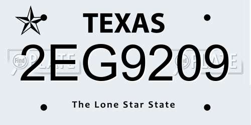 2EG9209 Texas License Plate