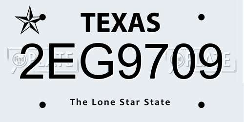 2EG9709 Texas License Plate