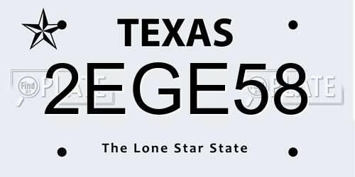 2EGE58 Texas License Plate