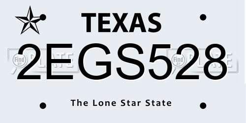 2EGS528 Texas License Plate