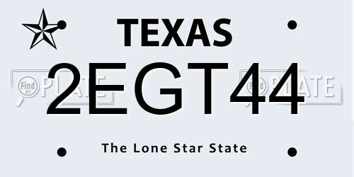 2EGT44 Texas License Plate