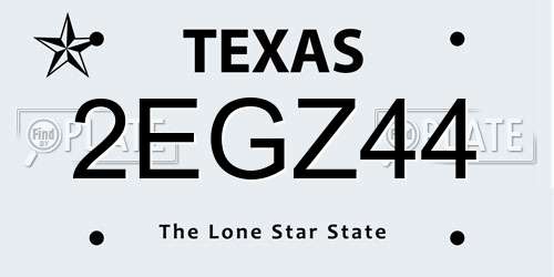 2EGZ44 Texas License Plate