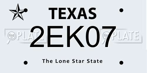 2EK07 Texas License Plate
