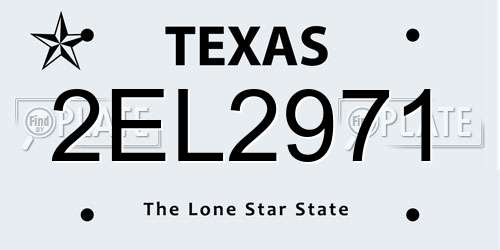 2EL2971 Texas License Plate