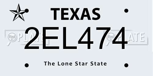 2EL474 Texas License Plate