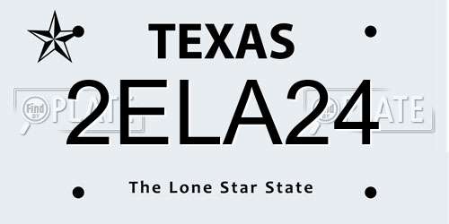 2ELA24 Texas License Plate