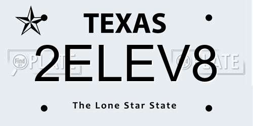 2ELEV8 Texas License Plate