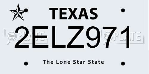 2ELZ971 Texas License Plate