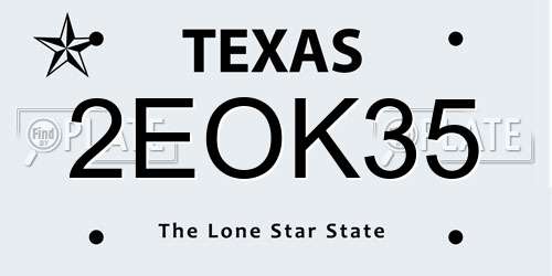 2EOK35 Texas License Plate