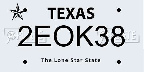 2EOK38 Texas License Plate