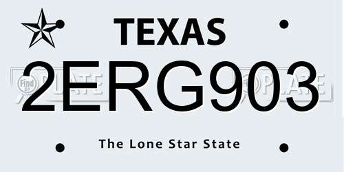 2ERG903 Texas License Plate