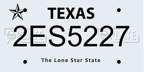2ES5227 Texas License Plate