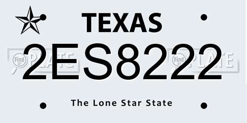 2ES8222 Texas License Plate