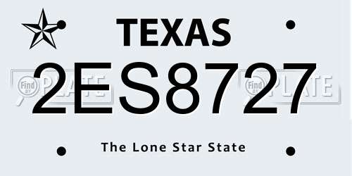 2ES8727 Texas License Plate