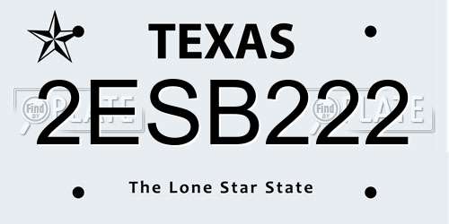2ESB222 Texas License Plate
