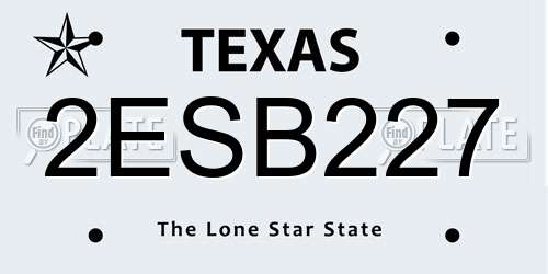2ESB227 Texas License Plate
