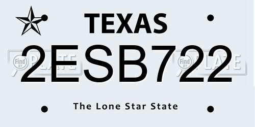2ESB722 Texas License Plate