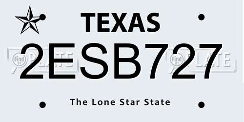 2ESB727 Texas License Plate