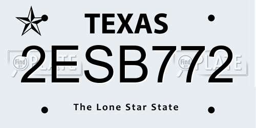 2ESB772 Texas License Plate