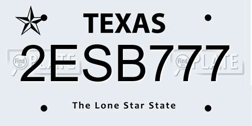 2ESB777 Texas License Plate