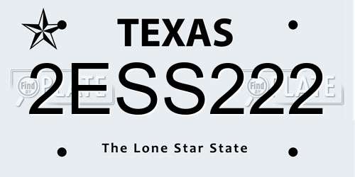 2ESS222 Texas License Plate