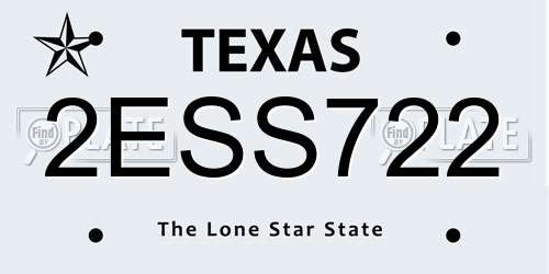 2ESS722 Texas License Plate