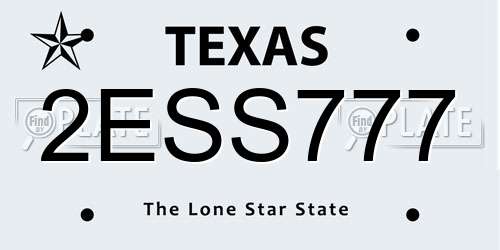 2ESS777 Texas License Plate