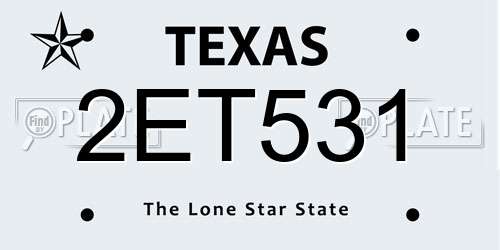 2ET531 Texas License Plate