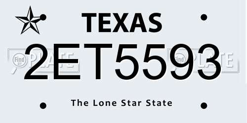 2ET5593 Texas License Plate