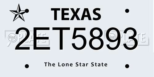 2ET5893 Texas License Plate
