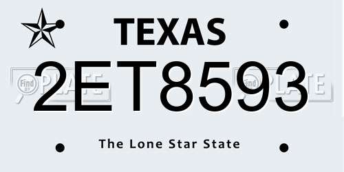 2ET8593 Texas License Plate