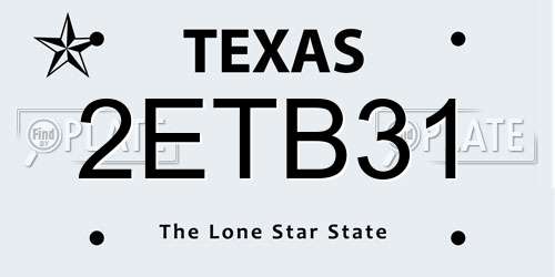 2ETB31 Texas License Plate