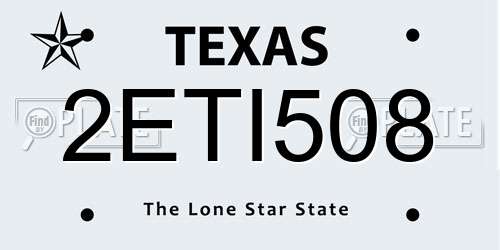 2ETI508 Texas License Plate