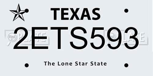 2ETS593 Texas License Plate