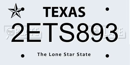 2ETS893 Texas License Plate