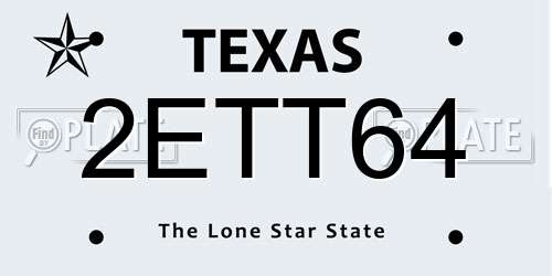 2ETT64 Texas License Plate