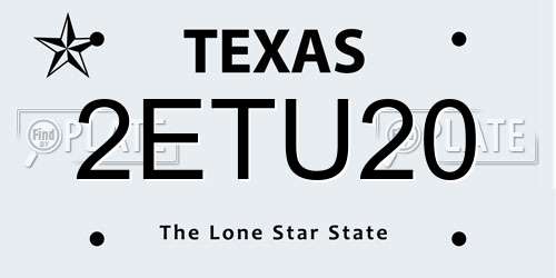 2ETU20 Texas License Plate