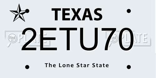 2ETU70 Texas License Plate